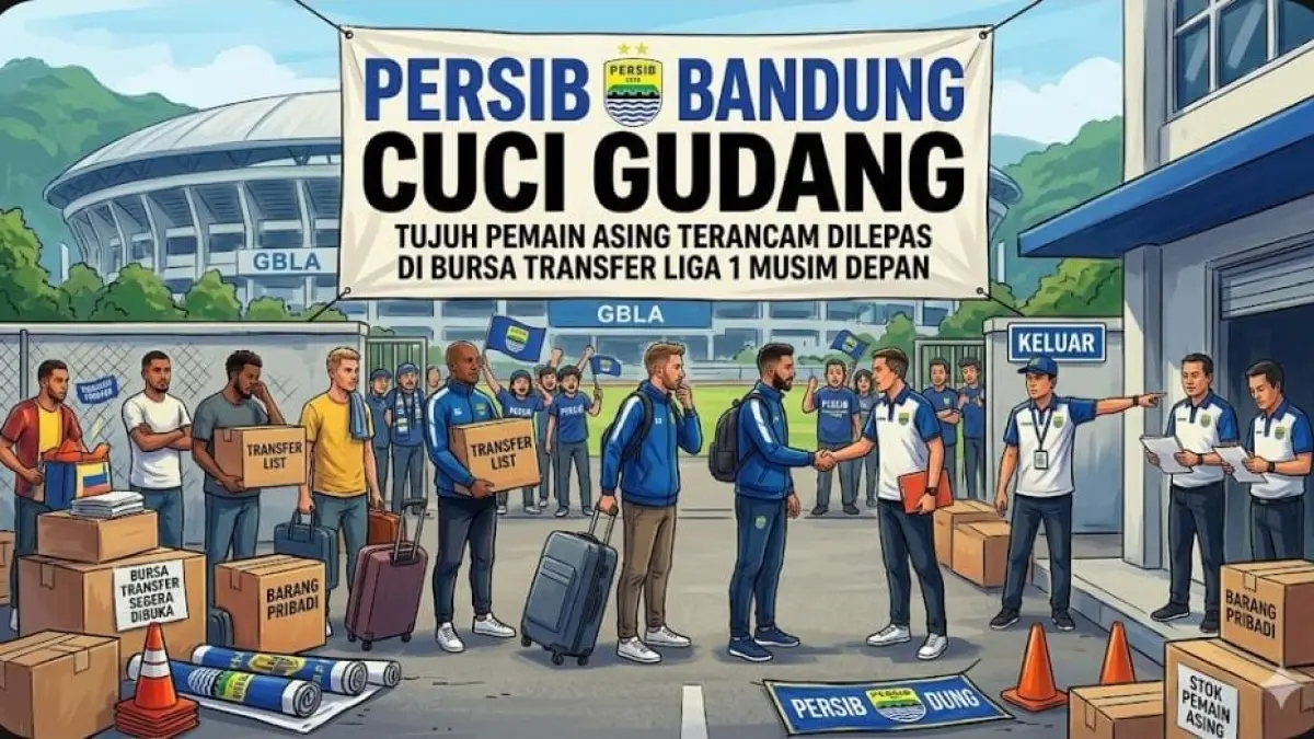 Persib Bandung cuci gudang, tujuh pemain asing terancam dilepas di bursa transfer Liga 1 musim depan.