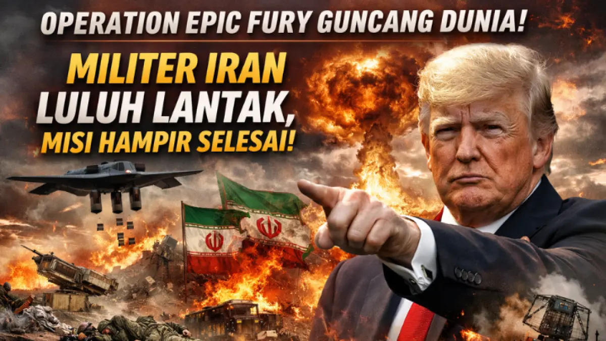 Ketegangan memuncak! Presiden AS Donald Trump klaim Operation Epic Fury sukses melumpuhkan kekuatan militer Iran, dunia pun dibuat waspada. (AI)