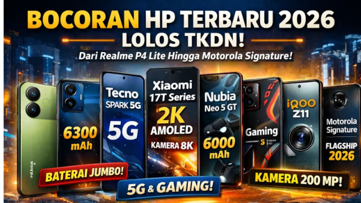 Bocoran HP terbaru 2026 lolos TKDN! Dari Realme hingga Motorola, siap rilis di Indonesia dengan baterai jumbo dan spek gahar.(GPT AI)