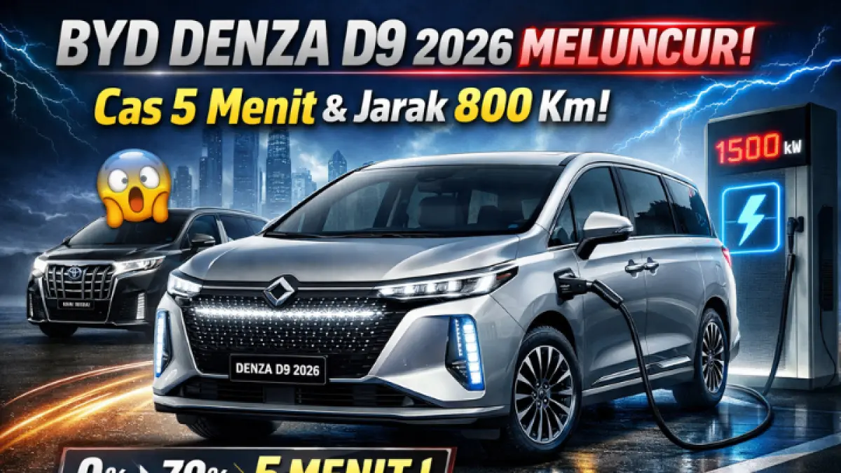 BYD Denza D9 2026 hadir membawa revolusi MPV listrik dengan teknologi cas super cepat 5 menit dan jarak tempuh hingga 800 km, siap menantang dominasi Toyota Alphard di segmen premium. (AI)