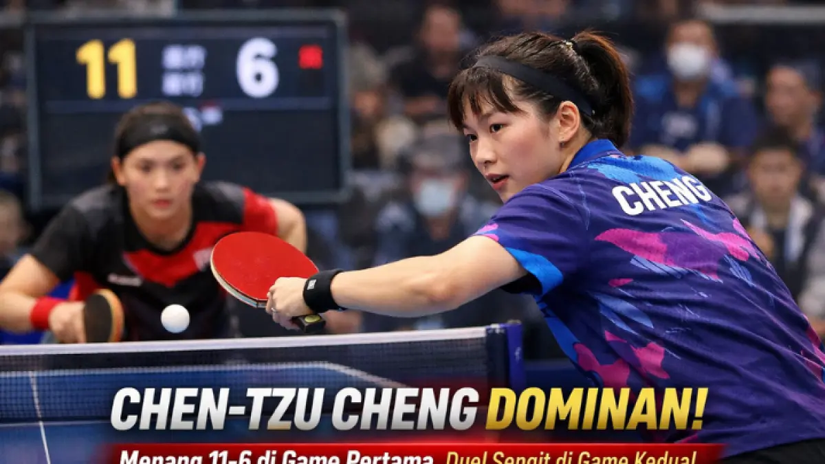 Chen-Tzu Cheng tampil dominan saat menghadapi lawannya dengan kemenangan meyakinkan 11-6 di game pertama, membuka peluang besar untuk mengunci kemenangan di laga tenis meja tersebut. (AI)