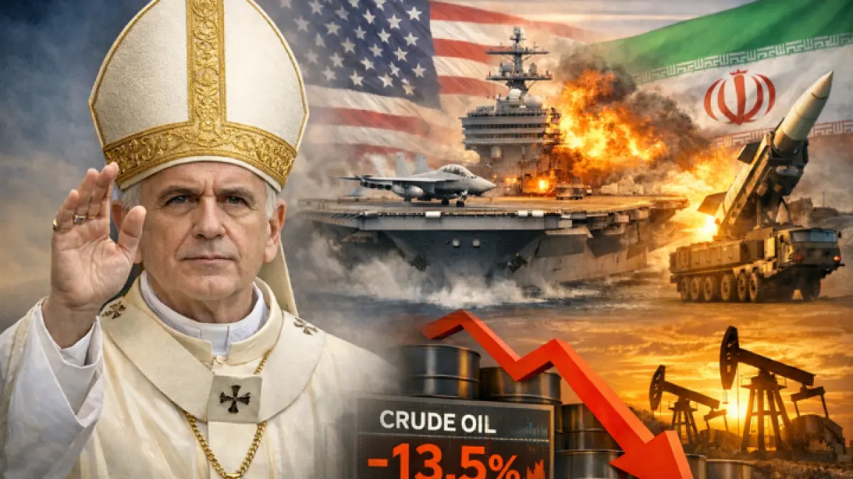 Paus Leo XIV menyambut gencatan senjata Amerika–Iran yang memicu penurunan tajam harga minyak dunia, sekaligus membuka kembali jalur strategis Selat Hormuz. (AI)