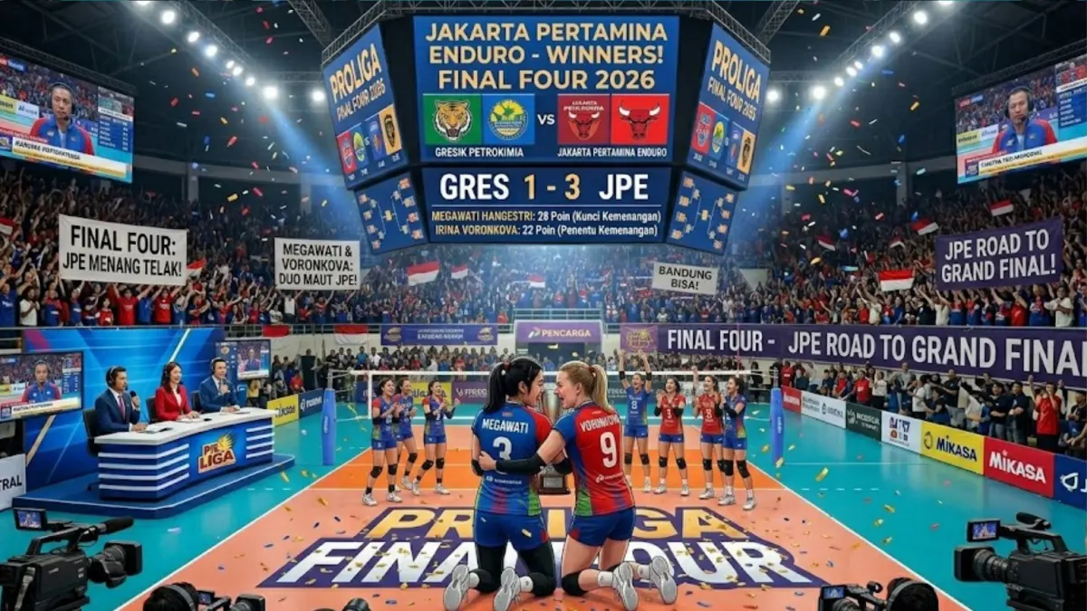 Final Four Proliga 2026 memanas, Megawati tampil dominan saat Pertamina Enduro kalahkan Gresik dan duel panas jadi sorotan.