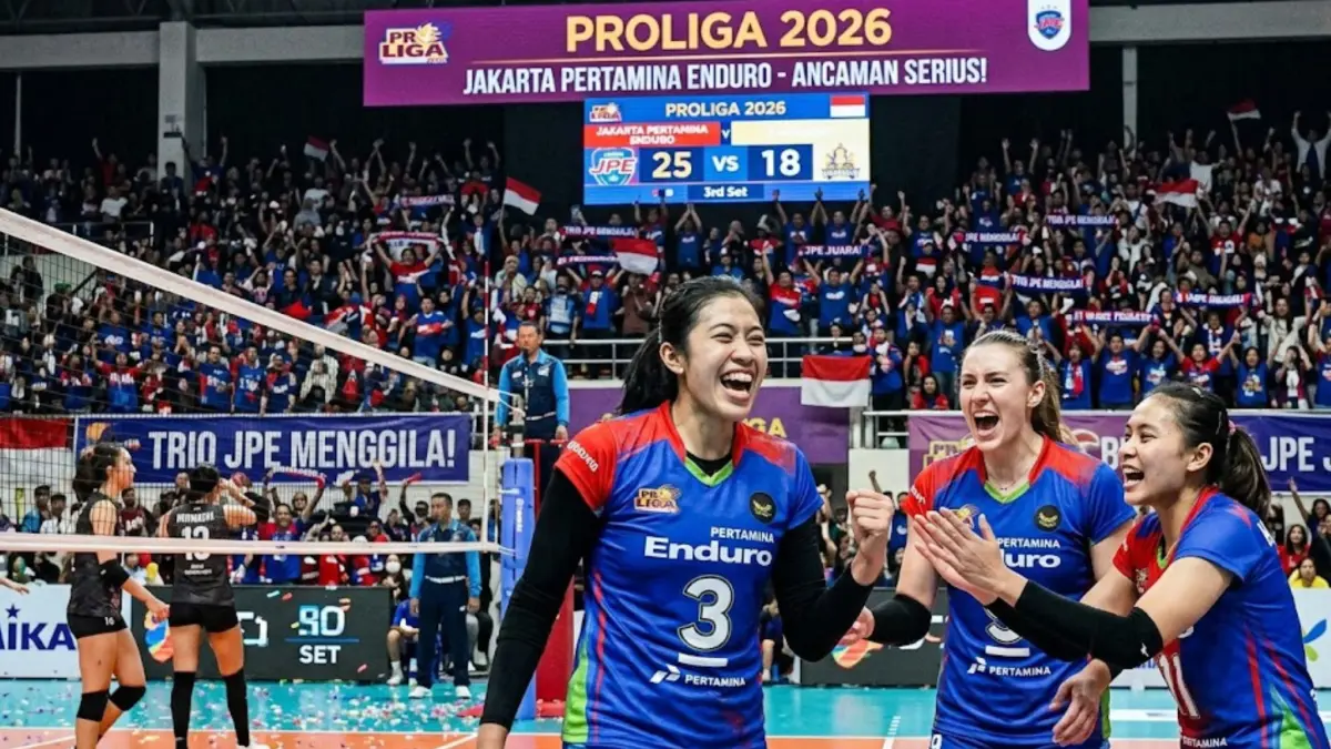 Trio JPE jadi sorotan di Proliga 2026 usai strategi reuni Megawati Cs bikin Jakarta Pertamina Enduro makin menakutkan.