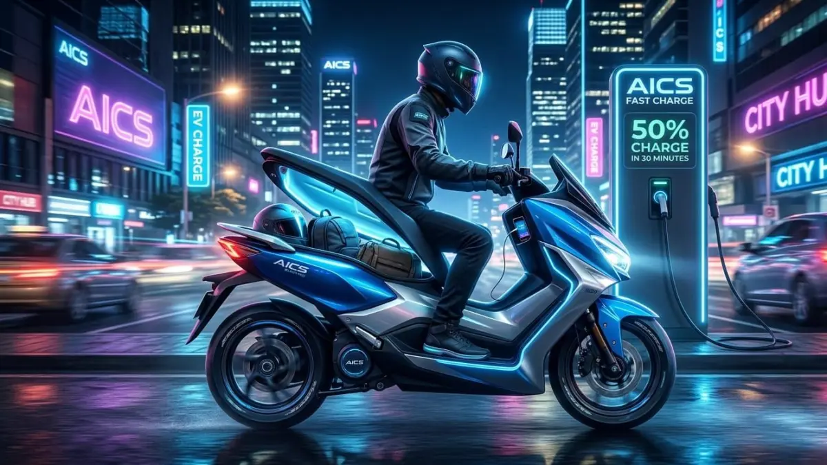 motor listrik AICS hadir dengan bagasi lega, charging 50% 30 menit, dan riding nyaman untuk mobilitas perkotaan modern