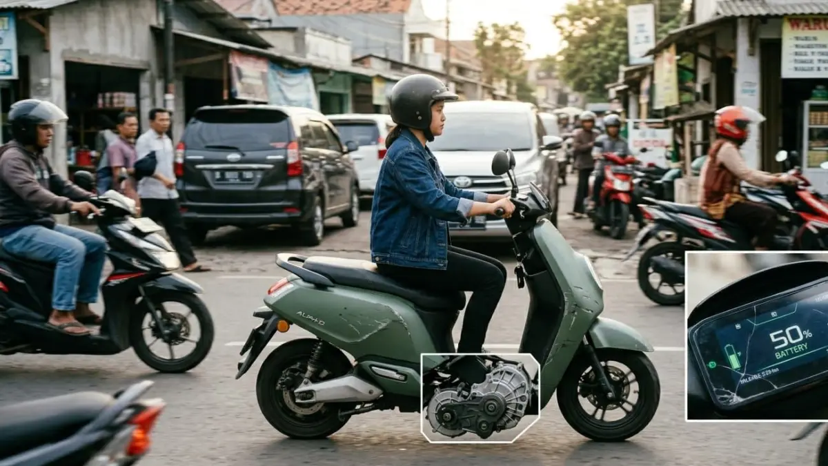 motor listrik Alpha Servo nyaman harian, suspensi sporty, mid drive 3 kW, tapi baterai cepat berkurang dalam pemakaian nyata
