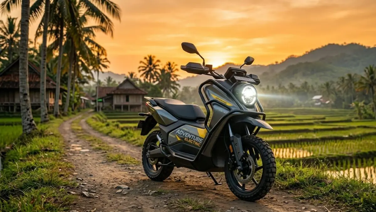 Review Indomobil E-Motor Tirano, motor listrik bergaya ADV dengan jarak tempuh 110 km, fitur canggih dan performa tangguh.