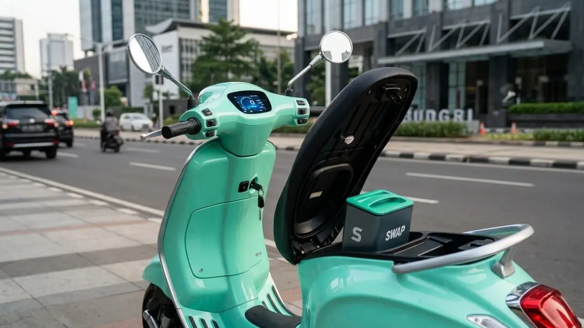 Smooth Zuzu motor listrik tanpa charge hadir dengan baterai swap gratis, desain futuristik, dan jarak tempuh 60 km.