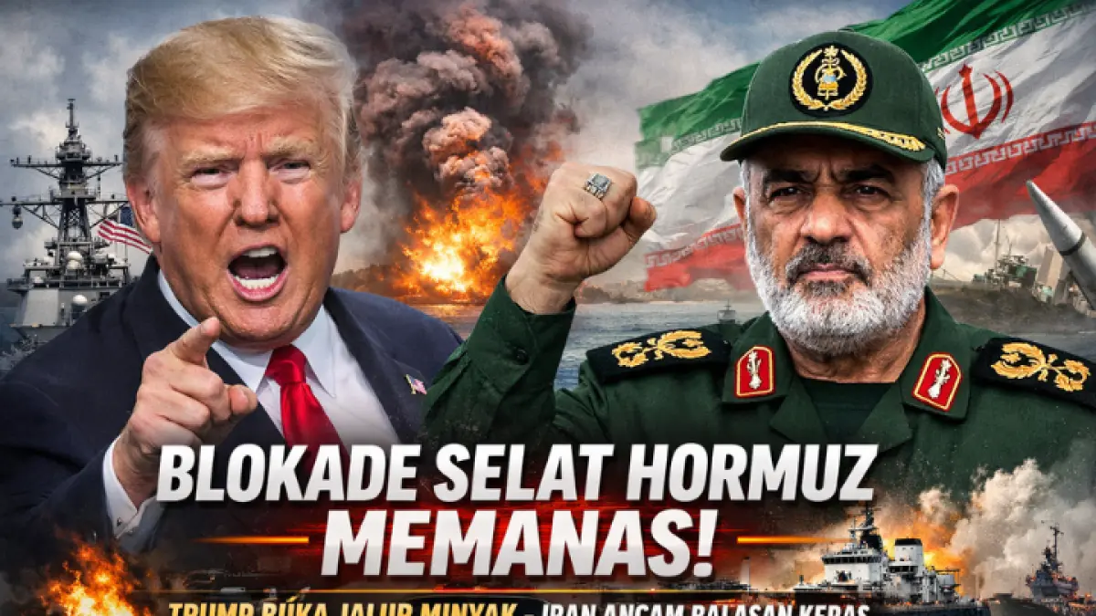 Blokade Selat Hormuz memanas! Donald Trump klaim buka jalur minyak, Iran siapkan ancaman balasan keras di tengah ketegangan militer. (AI)
