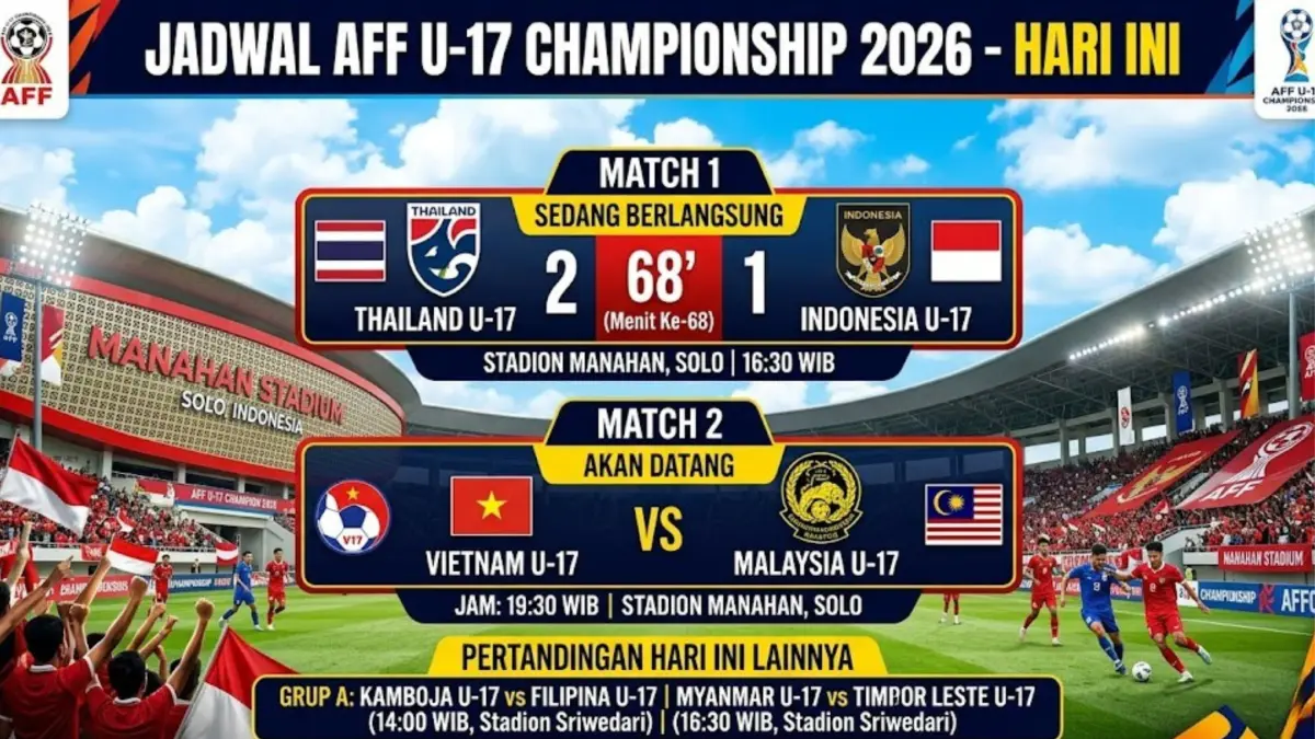Jadwal AFF U17 2026 hari ini lengkap, jam main Timnas Indonesia U17 dan peluang lolos ke semifinal.