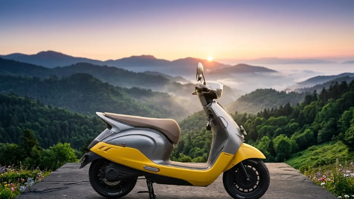 Motor listrik Indomobil QT terbaru 2026 hadir dengan desain retro modern, jarak tempuh 135 km dan harga Rp15 jutaan. (GEMINI AI)