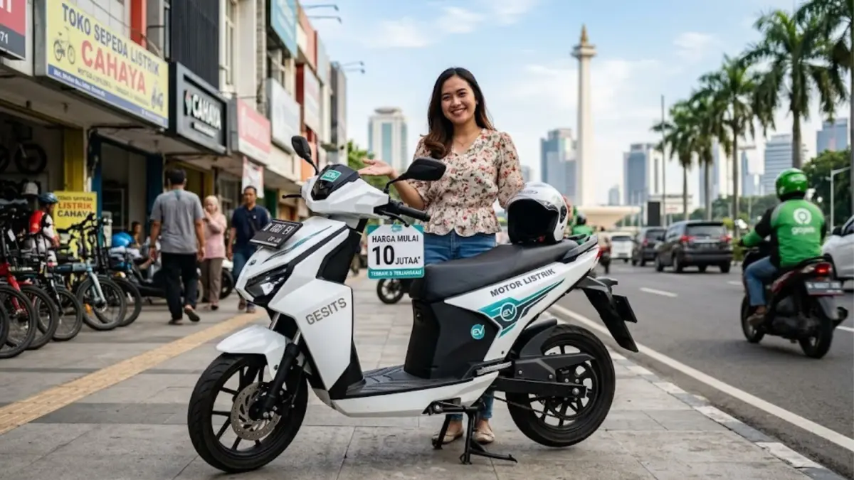 Motor listrik murah 10 jutaan terbaik 2026, irit biaya, desain keren, cocok untuk pelajar dan pekerja harian. (GEMINI AI)