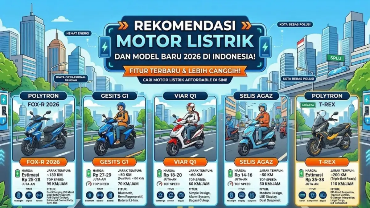Motor listrik Polytron terbaru 2026 hadir dengan desain modern, fitur canggih, dan irit biaya untuk harian.