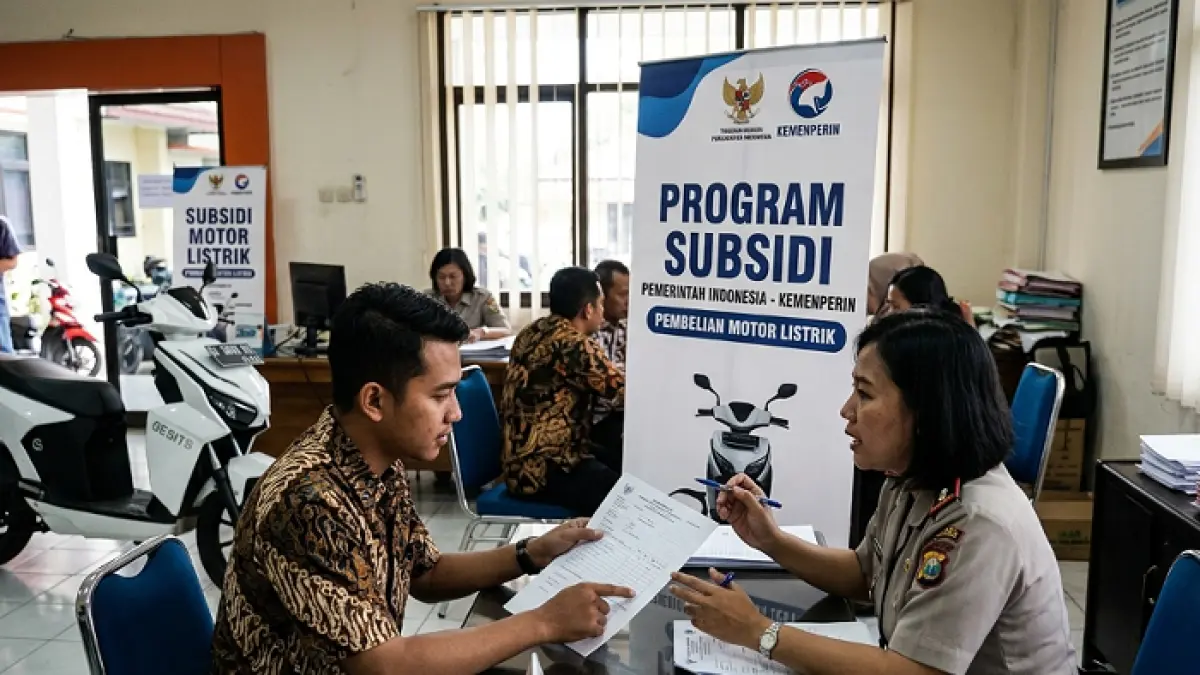 Cara pengajuan subsidi motor listrik 2026 lengkap dengan syarat dan langkah mudah dapat potongan Rp7 juta. (GEMINI AI)