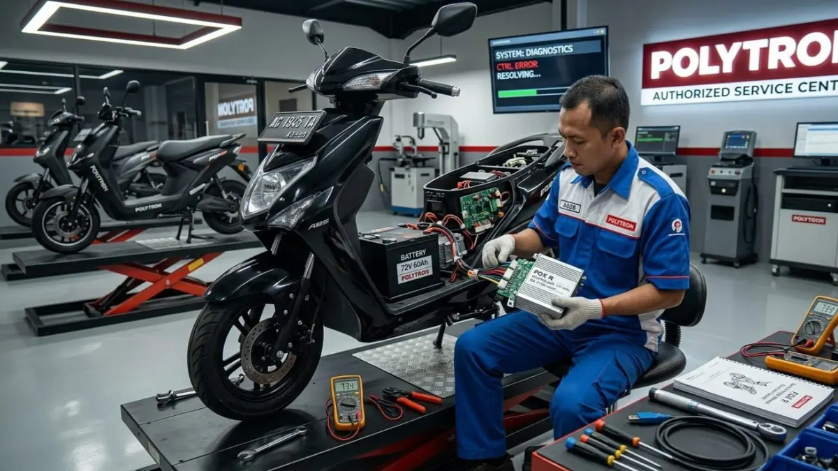 Ratusan motor listrik Polytron Fox ramaikan Bandung lewat touring dan lomba modifikasi. Bukti komunitas makin berkembang!