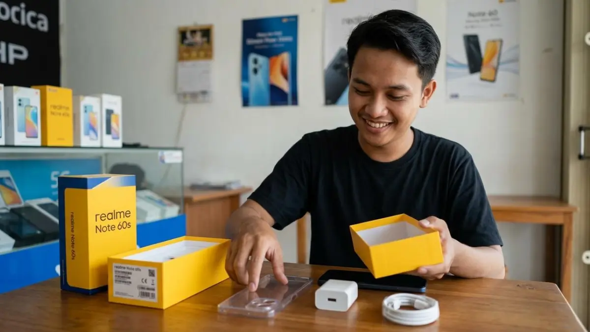 Realme Note 60s hadir sebagai HP murah sejutaan dengan desain keren dan paket lengkap, cocok untuk pelajar hingga pekerja.