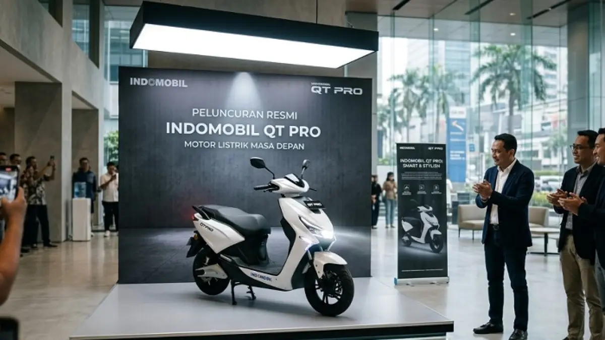 Indomobil QT Pro jadi motor listrik retro murah dengan jarak tempuh 130 km dan fitur modern. Ilustrasi Gemini AI