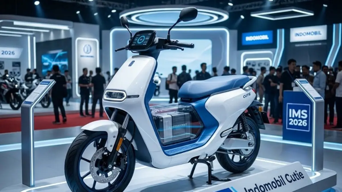 Motor listrik CTI Rp15 juta di IMS 2026 viral karena jarak tempuh 140 km dan bonus menarik. Ilustrasi Gemini AI