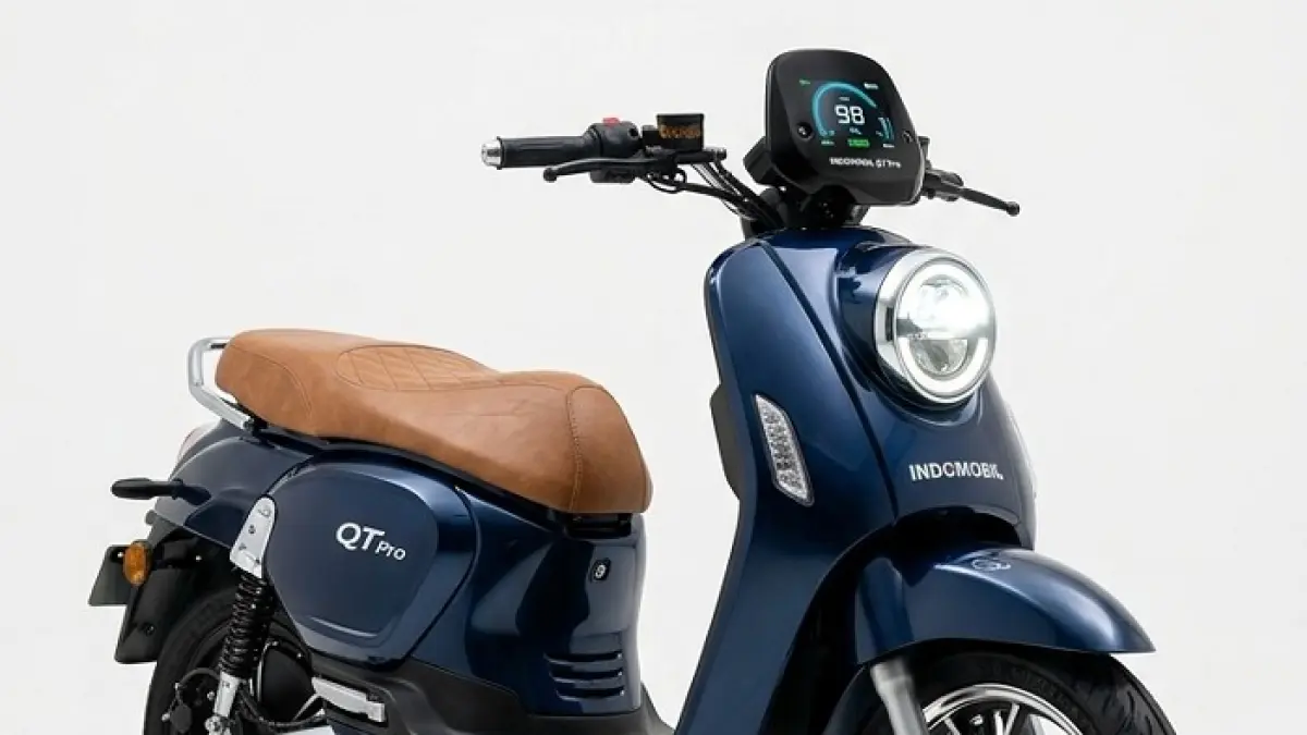 Motor listrik Indomobil QT dan QT Pro hadir di IMS 2026 dengan harga Rp15 jutaan dan fitur modern. Ilustrasi Gemini AI