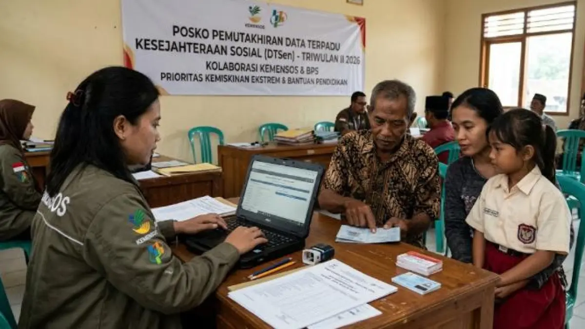 BPS serahkan 289 juta data DTSen 2026 ke Kemensos. Bansos triwulan II cair lebih cepat! Simak info penjangkauan Siswa Sekolah Rakyat berbasis Desil di sini.