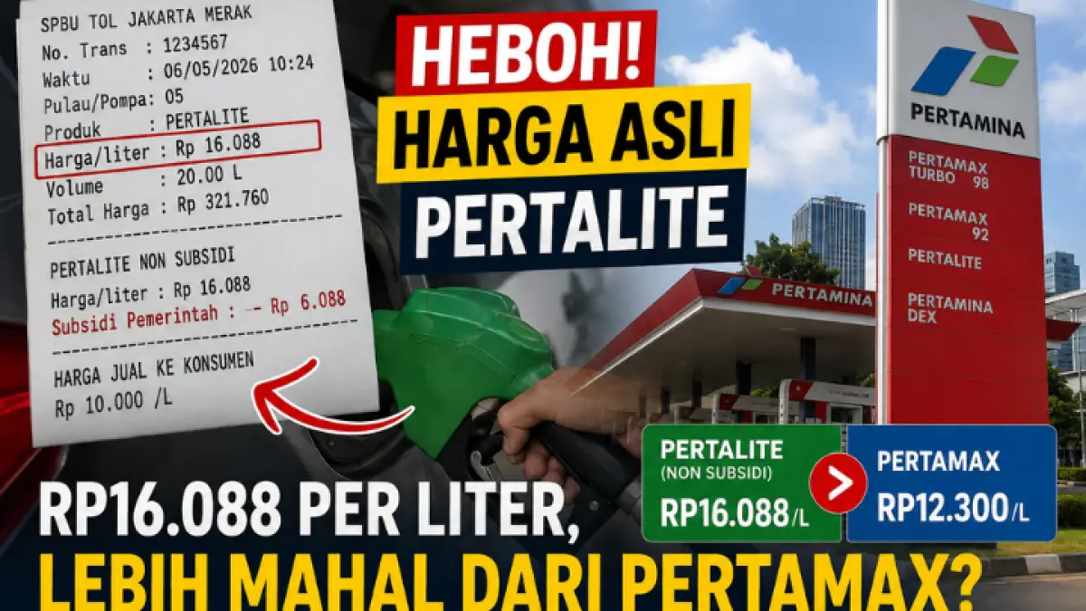 Harga asli Pertalite Rp16.088 per liter viral di media sosial. Pertamina jelaskan selisih harga keekonomian BBM di SPBU. (GPT AI)