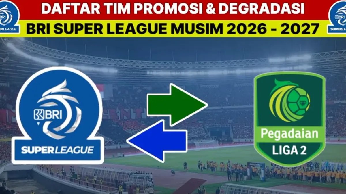 Daftar tim promosi dan degradasi BRI Super League 2026-2027, Garuda Yaksya FC dan PSS Sleman lolos Liga 1.(screenshot youtube)