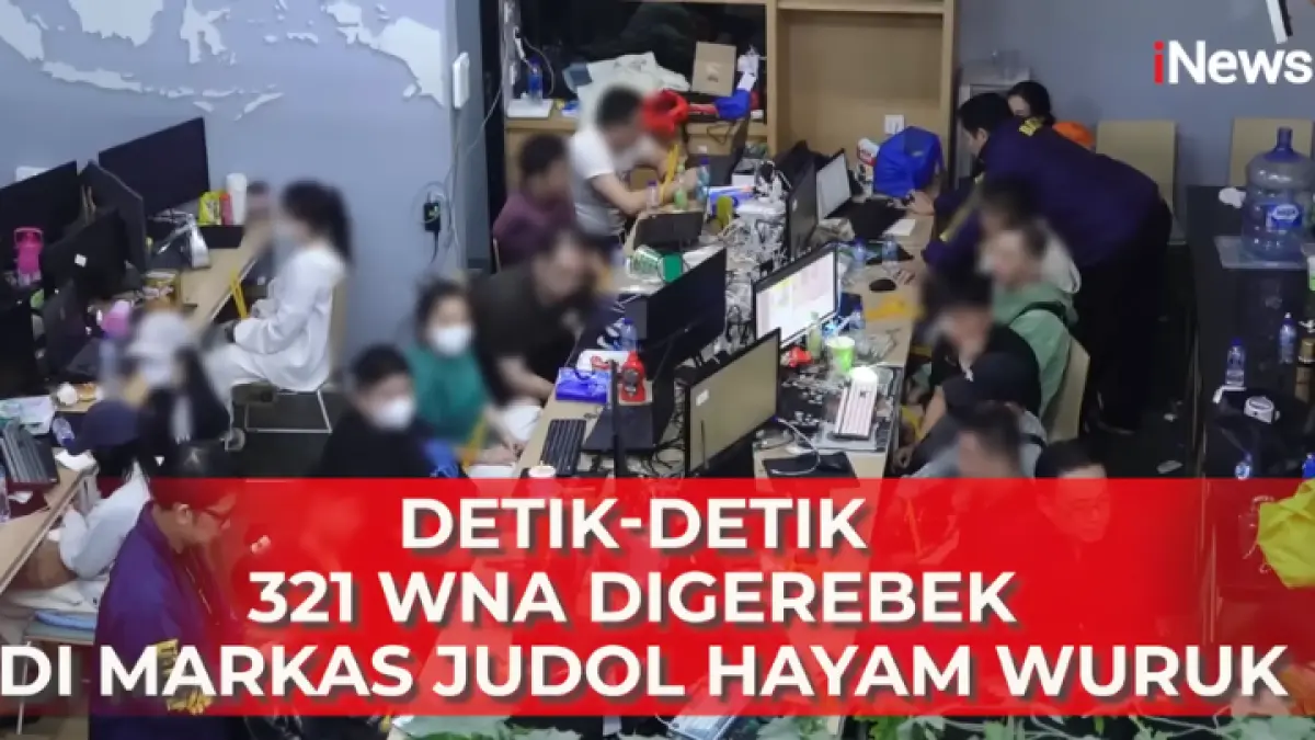 Bareskrim gerebek markas judi online Hayam Wuruk, 321 WNA jaringan internasional langsung diamankan polisi. (YT. iNEWS)