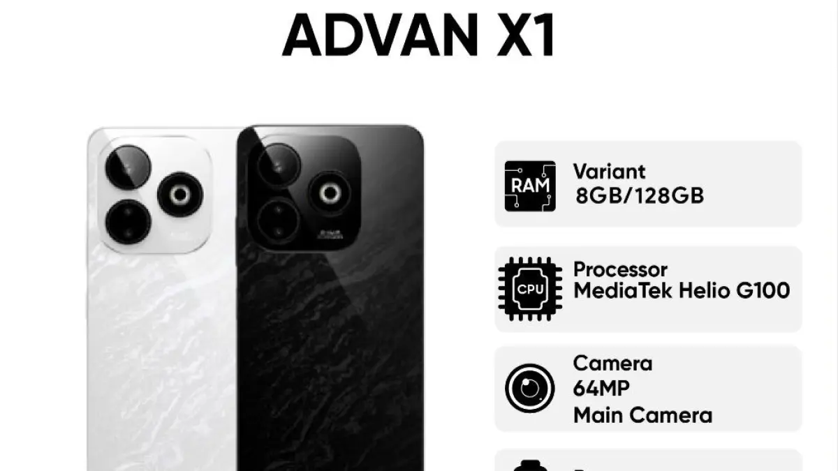 Advan X1 hadir sebagai HP gaming Rp1 jutaan dengan Helio G100, layar 120 Hz, RAM 8 GB, dan baterai 5.000 mAh.