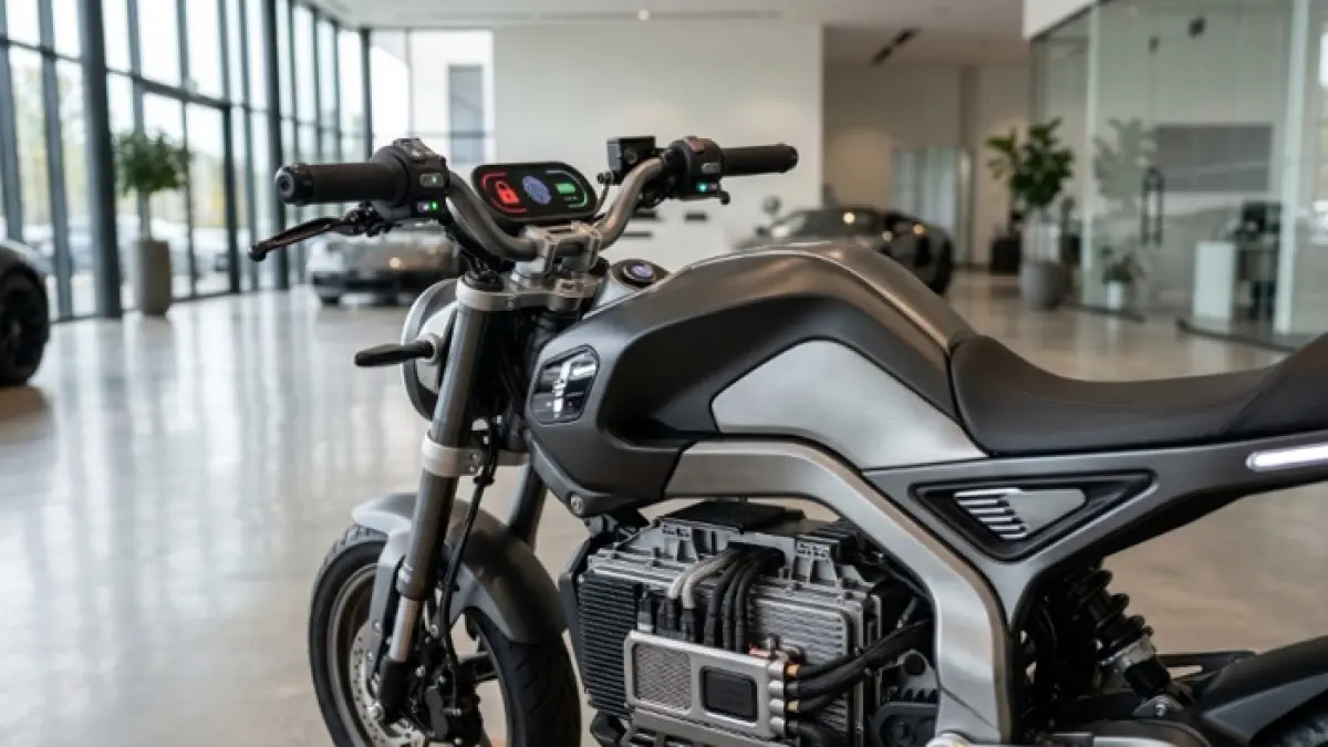 Motor listrik Indomobil eMotor QT hadir dengan desain retro Eropa, fitur modern, dan jarak tempuh 135 km. (Ilustrasi Gemini AI)