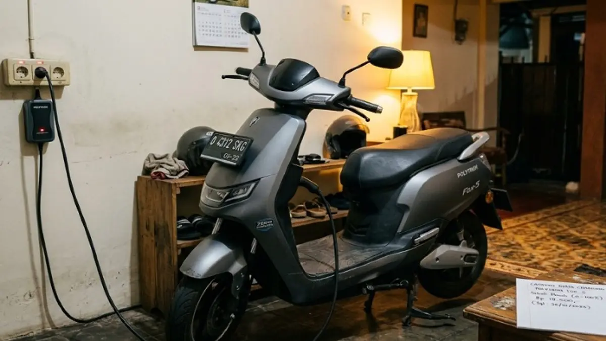 Review Polytron Fox S 2026 viral usai pengguna bongkar biaya cas cuma Rp2.500 sekali isi penuh. (Ilustrasi Gemini AI)