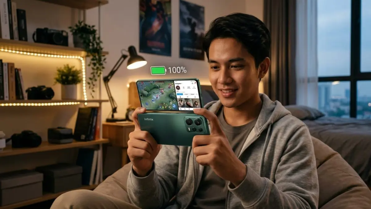 HP Infinix baterai besar jadi favorit 2026 karena awet dipakai gaming, streaming, dan media sosial sepanjang hari.