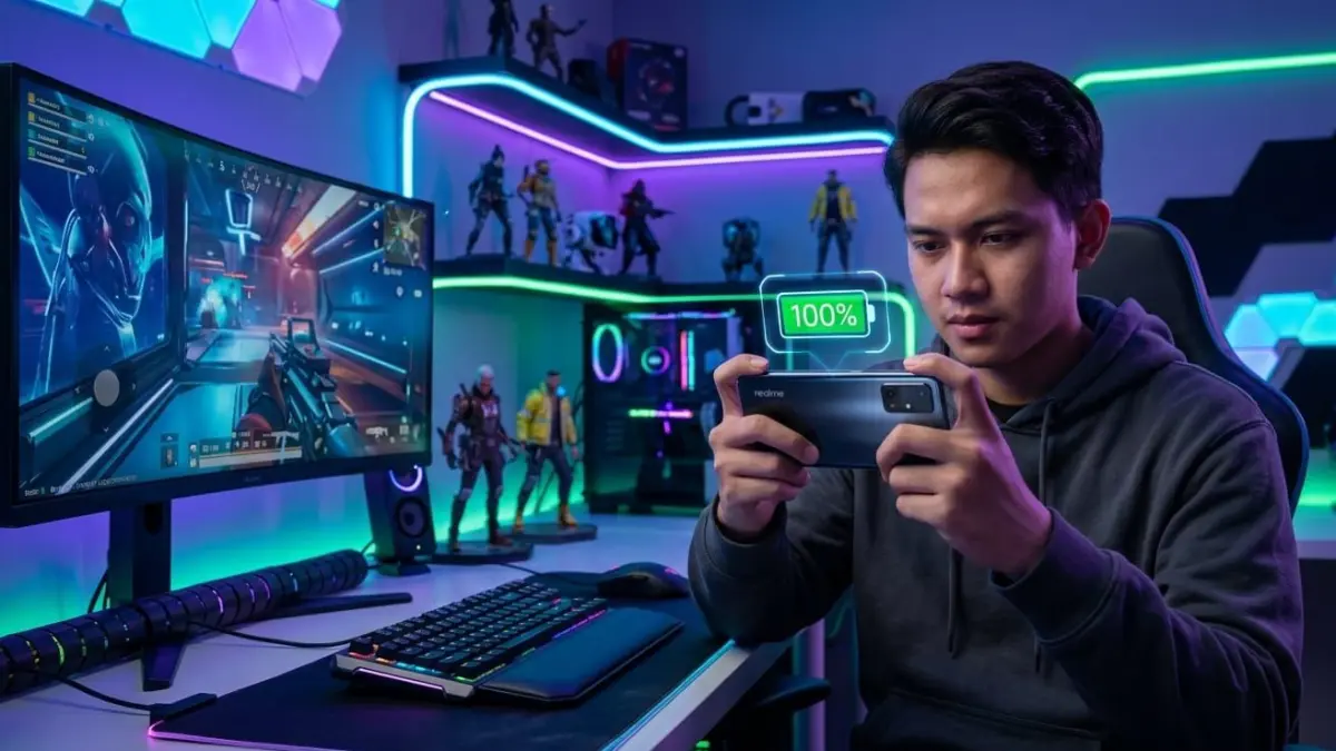 HP Realme baterai jumbo makin diminati 2026 karena awet dipakai gaming, streaming, dan aktivitas harian.