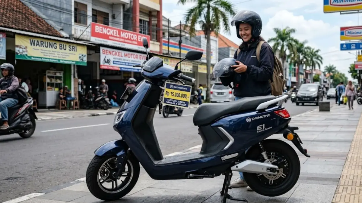 Motor listrik 15 juta paling unik di IMS 2026 hadir dengan dual battery, smart key, dan desain ala skuter Eropa. (GEMINI AI)