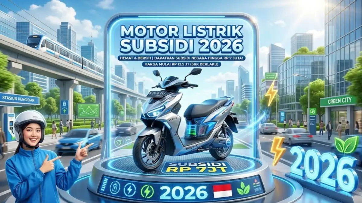 Motor listrik subsidi 2026 hadir makin murah dengan jarak tempuh hingga 130 km dan fitur canggih. (GEMINI AI)