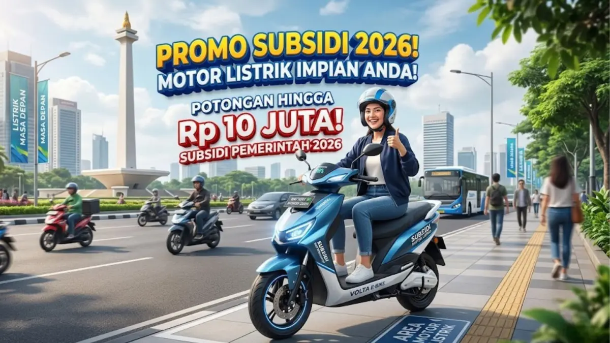 Motor listrik subsidi 2026 hadir makin worth it dengan fitur premium dan harga mulai Rp15 jutaan. (GEMINI AI)