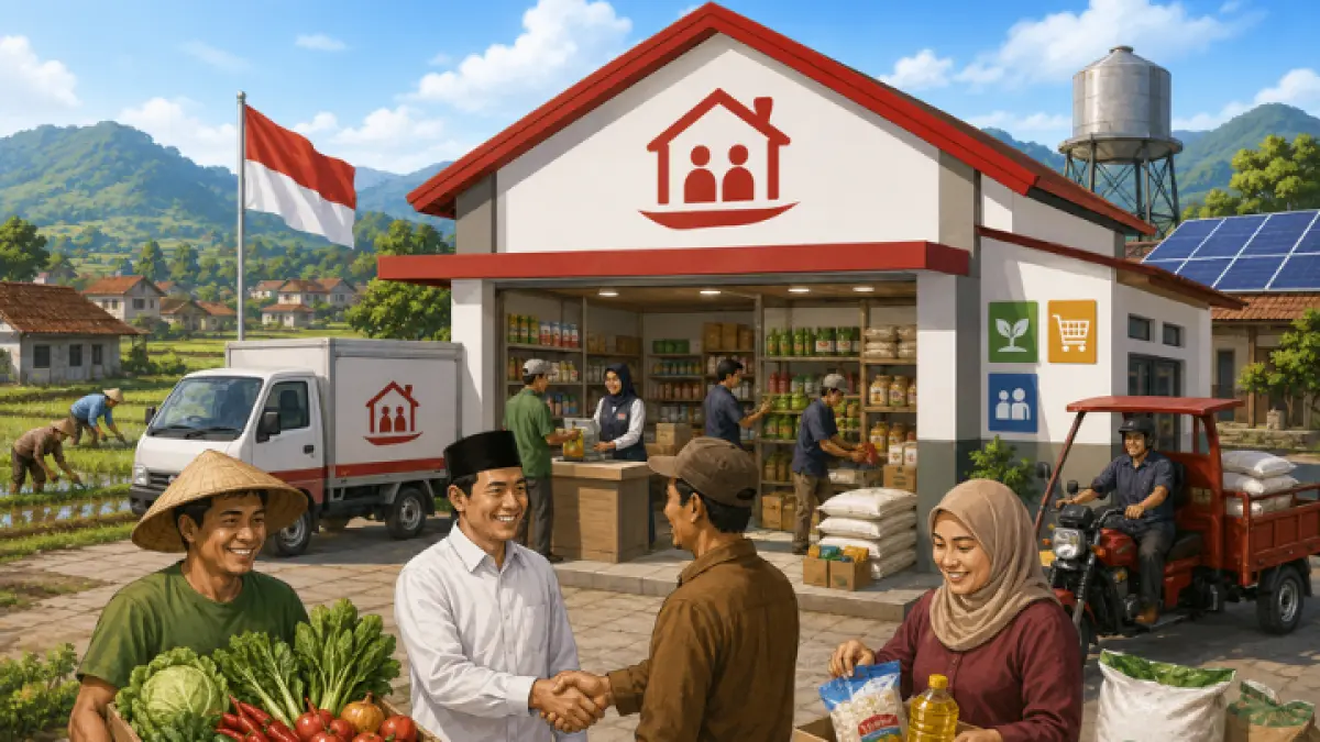 KDKMP diharapkan jadi penggerak ekonomi desa, serap hasil panen warga hingga pangkas rantai distribusi kebutuhan pokok. (ILUSTRASI AI)