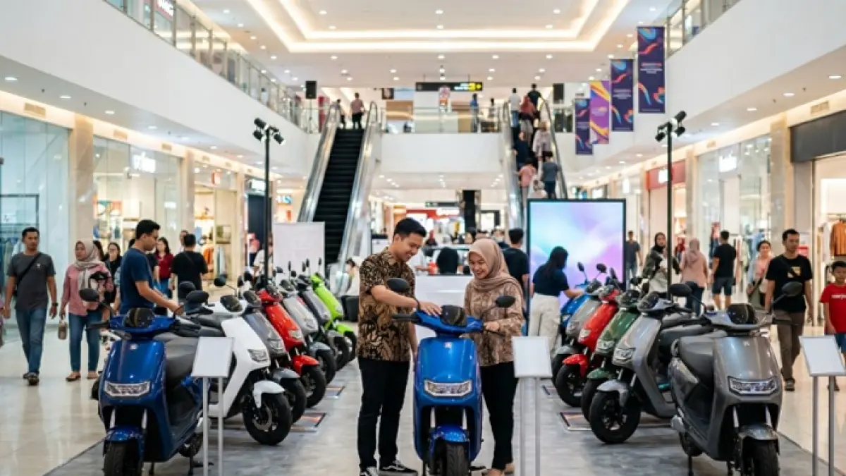 Harga motor listrik Maret 2026 mulai Rp5 jutaan di Transmart Cibubur, United dan Exotic ramai dicari. (Ilustrasi Gemini AI)