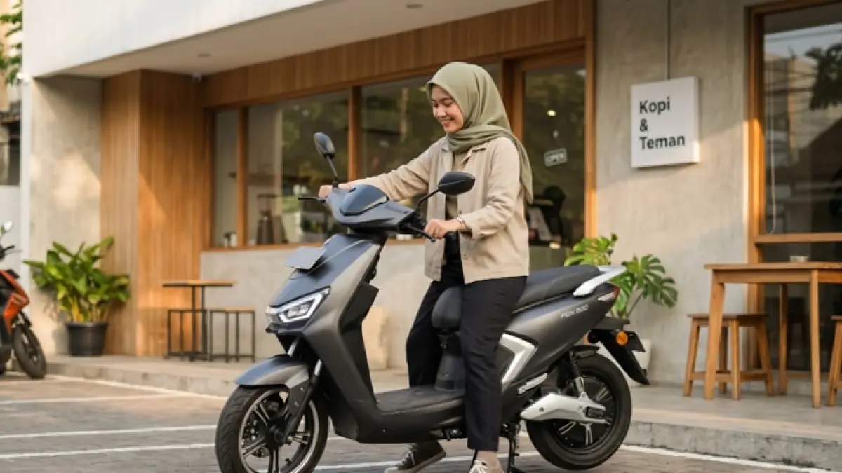 Polytron Fox 200 hadir dengan fitur alarm pintar, cruise control, dan harga mulai Rp13,5 juta. (Ilustrasi Gemini AI)