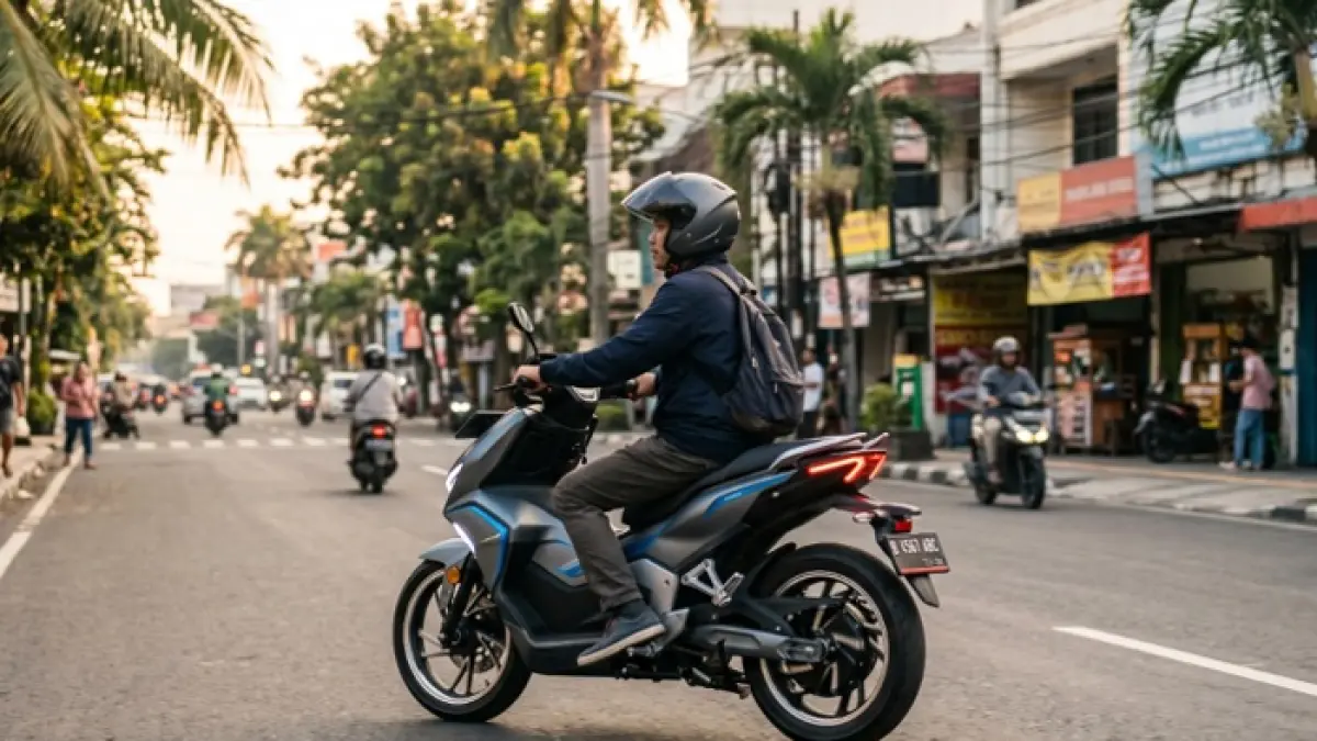 Polytron Fox 350 diuji jalan real hingga 100 km dan baterai masih sisa 9 persen. Motor listrik ini disebut irit. (Ilustrasi Gemini AI)