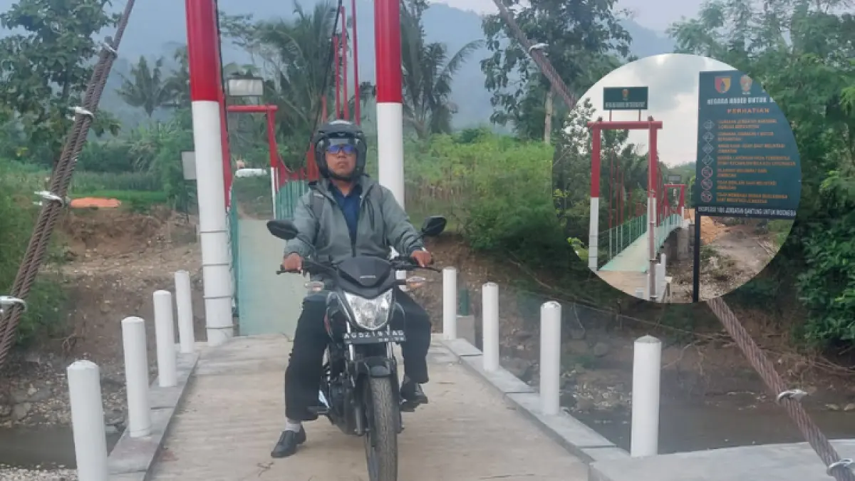 Jembatan Garuda di Dusun Mlinjon permudah akses petani, dorong ekonomi desa, dan perkuat gotong royong warga. (GUNAWAN / RADAR TRENGGALEK)