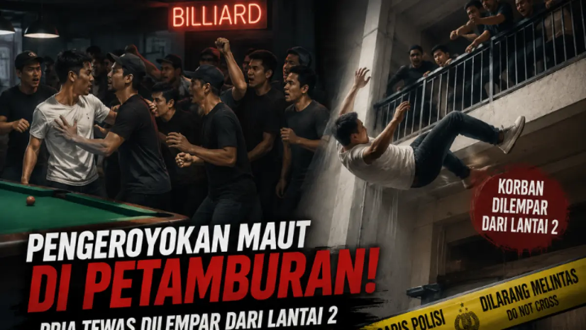 Pria tewas dikeroyok belasan orang di Petamburan usai membela kekasih, korban dilempar dari lantai dua. (AI)

