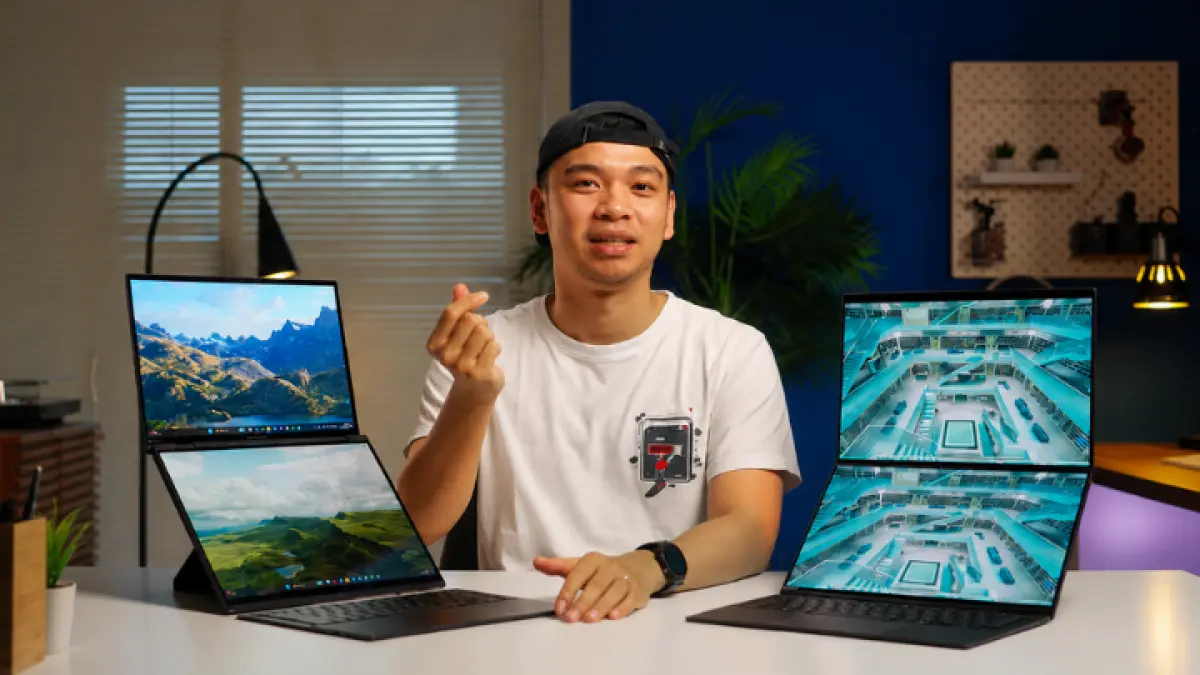 ASUS ZenBook Duo 2026 hadir dengan dua layar OLED 3K, baterai super awet, dan performa kencang untuk multitasking hingga gaming. (YT.GADGETLN)