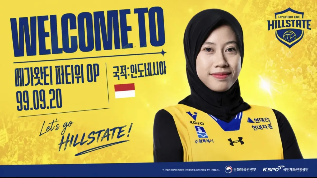 Megawati Hangestri pamer spike mematikan di latihan Hyundai Hillstate! Simak kode jari rahasia Kim Da-in dan rahasia jangkauan 302 cm sang Megatron.(Pinterest)