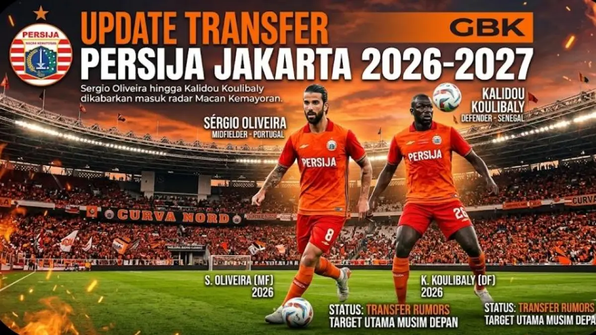 Update transfer Persija Jakarta 2026-2027, Sergio Oliveira hingga Kalidou Koulibaly dikabarkan masuk radar Macan Kemayoran.(gemini AI)