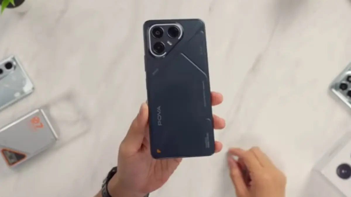 TECNO POVA 7 5G hadir di harga Rp3 jutaan dengan wireless charging, kamera 4K, Dimensity 7300, dan baterai 6000 mAh. 
(screenshot youtube)