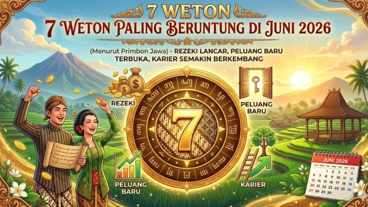 7 weton paling beruntung di Juni 2026 menurut Primbon Jawa. Rezeki lancar, peluang baru terbuka, dan karier semakin berkembang.(gemini AI)