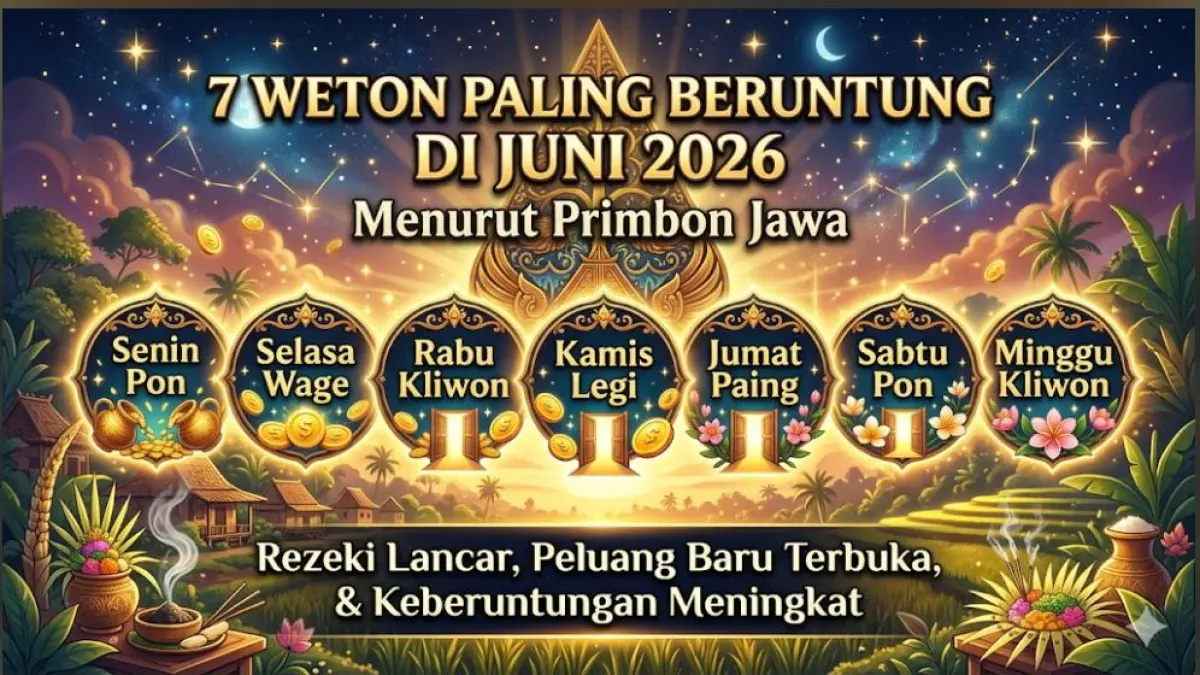 7 weton paling beruntung di Juni 2026 menurut Primbon Jawa. Rezeki lancar, peluang baru terbuka, dan keberuntungan meningkat.(GEMINI AI)