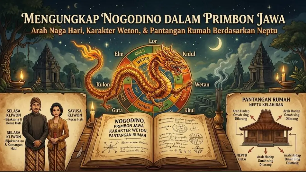Nogodino dalam Primbon Jawa dipercaya menentukan arah naga hari, karakter weton, hingga pantangan rumah berdasarkan neptu kelahiran.(gemini AI)
