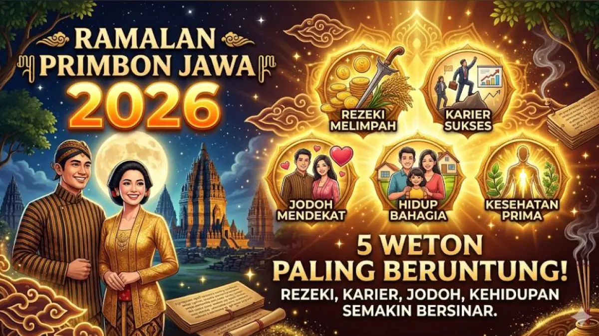 Ramalan Primbon Jawa 2026 menyebut 5 weton paling beruntung. Rezeki, karier, jodoh, dan kehidupan diprediksi semakin bersinar.(gemini AI)
