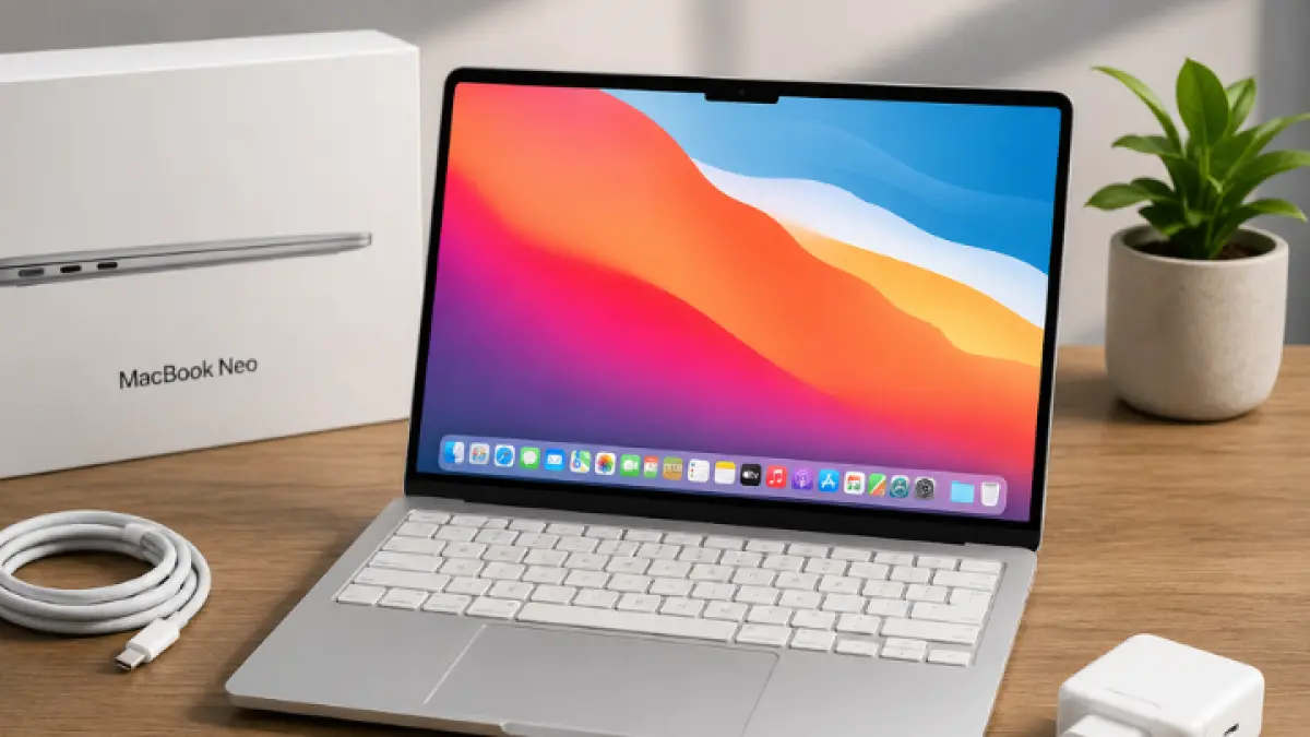 MacBook Neo resmi hadir di Indonesia. Ditenagai chip A18 Pro, laptop Apple Rp10 jutaan ini cocok untuk belajar dan kerja ringan. (AI)